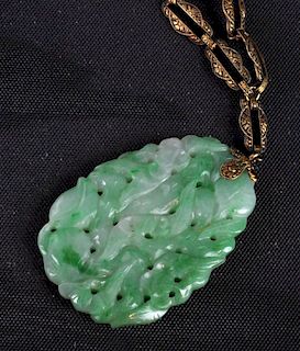 Chinese Jade Pendant with 14kt Necklace