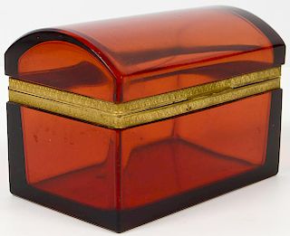 Italian Cranberry Glass Bronze Mounted Box