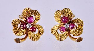 Van Cleef & Arpels Diamond, Ruby 18kt Earrings