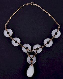 White Jade & 14Kt Gold Cascade Necklace