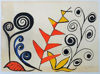 Signed Alexander Calder "Les Fleurs" Lithograph