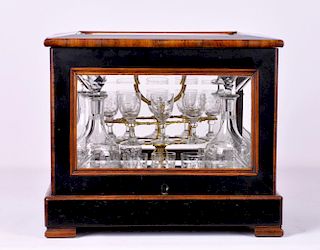 19th C. Antique Wood & Crystal Tantulus Set