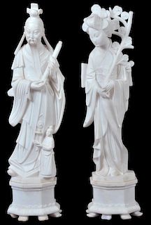 Pr. 19th C Chinese Marble Figures