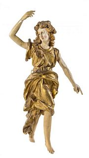 An Italian Painted and Parcel Gilt Figure Height 53 inches.
