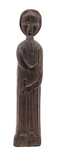 * A French Carved Oak Figure of a Female Saint Height 14 1/2 inches.