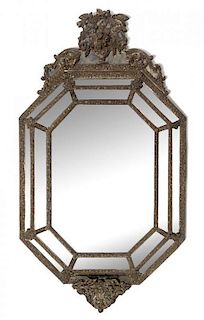 A Dutch Baroque Style Brass Mirror Height 48 1/2 x width 26 1/2 inches.