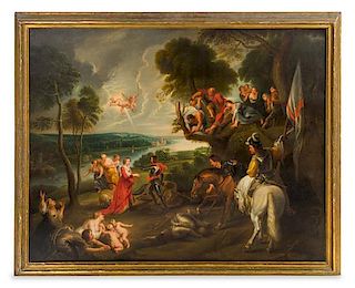 * Manner of Peter Paul Rubens, (18th Century), George and the Dragon in an Italian Landscape