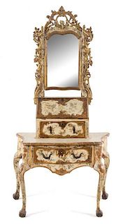 A Venetian Painted Dressing Table Height overall 77 x width 38 1/2 x depth 21 inches.