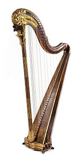 A Continental Painted and Parcel Gilt Harp Height 64 1/2 inches.