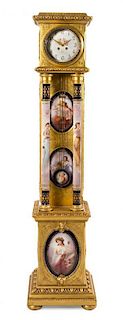 A Vienna Porcelain and Giltwood Tall Case Clock Height 73 1/4 inches.