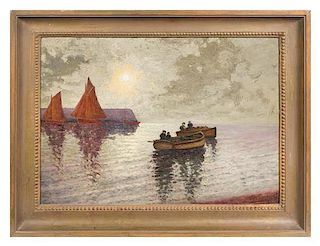 * Artist Unknown, (French, Late 19th/Early 20th Century), Moonlight Rowers