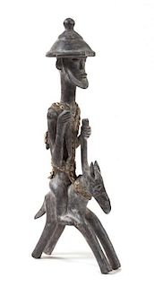 * A Bamana Wood Figural Group Height 38 1/8 inches.