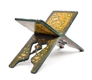 A Middle Eastern Painted Quran Stand Width 20 1/2 inches.