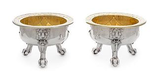 A Pair of George III Silver Master Salts, Daniel Smith and Robert Sharp, London, 1804, the rims worked to show fans, the bodi