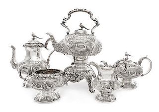 A William IV/Victorian Silver Six-Piece Tea and Coffee Service, John Wilmin Figg, London, 1837, Walter & John Barnard, London