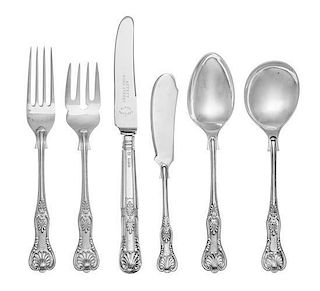 * An English Silver Flatware Service, Cooper Brothers & Sons, Sheffield, 1945-1952, Kings pattern, comprising: 8 dinner knive