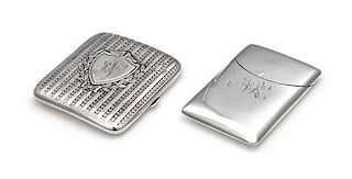 * Two Silver Cigarette Cases, 20th Century, comprising an English example, Henry Williamson Ltd., Birmingham, 1908 and an Ame