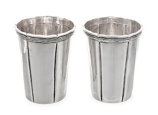 * A Pair of Mexican Silver Julep Cups, Sanborns, Mexico City, 20th Century, each with a reeded undulating rim.