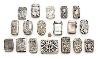 A Collection of Silver and Silvered Metal Vesta Cases, Various Makers, comprising 17 vesta cases, together with a Continental