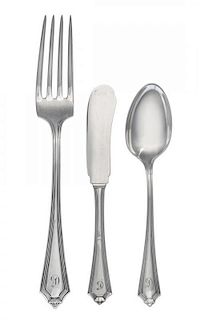 An American Silver Partial Flatware Service, Gorham Mfg. Co., Providence, RI, Second Half 20th Century, Plymouth pattern with