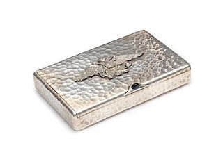* A Russian Silver Cigarette Case, Mark of Vladimir Morozov, St. Petersburg, Early 20th Century, of rectangular form with a s