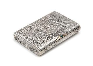 * A Russian Silver Samodorok Cigarette Case, Vladimir Soloviev, St. Petersburg, Early 20th Century, the textured case with an