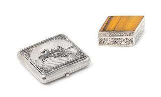 * A Russian Niello Silver Cigarette Case, Mark of Alexander Yegarov, Assay of Lev Oleks, Moscow, 1895, the lid worked to show