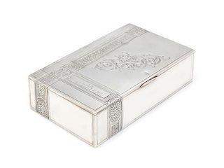 * A Russian Silver Table Top Cigarette Box, Mark of Fedor Kotkin, Assay of Aleksandr Romanov, Late 19th/Early 20th Century, t