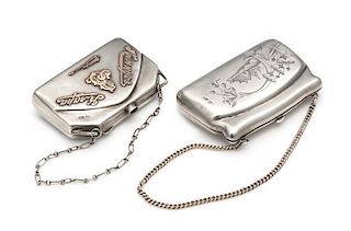 * Two Russian Silver Change Purses, Moscow, Late 19th/Early 20th Century, each in the form of a purse with attached chain, on