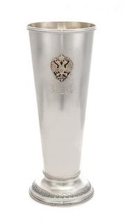 * A Russian Silver Beaker, Maker's Mark Obscured, St. Petersburg, Late 19th/Early 20th Century, of tapering cylindrical form,