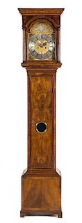 A George I Walnut Tall Case Clock Height 90 inches.