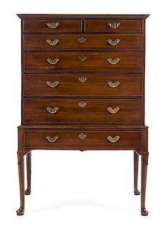 A George II Mahogany Chest on Stand Height 63 1/4 x width 41 1/2 x depth 23 1/4 inches.