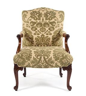 A George II Mahogany Library Armchair Height 37 inches.