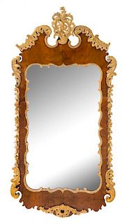 * A George II Style Parcel Gilt Mahogany Mirror Height 49 x width 25 inches.