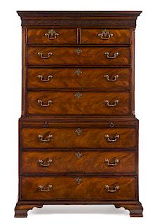A George III Mahogany Chest-on-Chest Height 71 1/4 x width 41 7/8 x depth 20 3/4 inches.