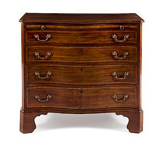 A George III Inlaid Mahogany Chest of Drawers Height 34 x width 38 x depth 21 1/2 inches.