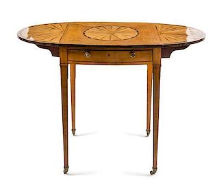 A George III Satinwood Pembroke Table Height 28 x width 22 x depth 28 inches.