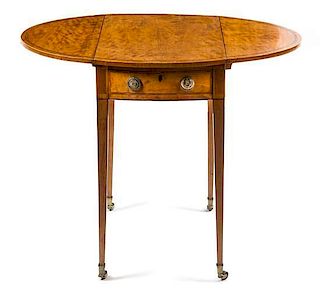 A George III Satinwood Pembroke Table Height 28 x width 35 x depth 26 inches.