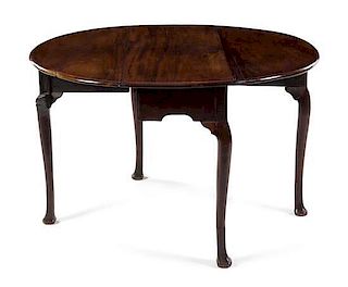 A George III Mahogany Drop-Leaf Table Height 28 1/4 x width 40 1/4 x depth 16 1/2 inches.