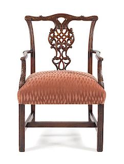 A George III Style Mahogany Armchair Height 38 1/4 inches.