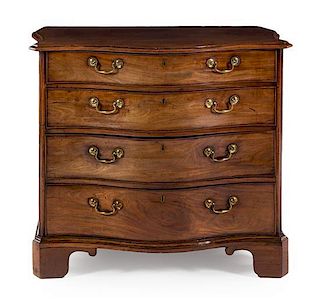 A George III Mahogany Chest of Drawers Height 35 1/2 x width 39 x depth 24 1/2 inches.