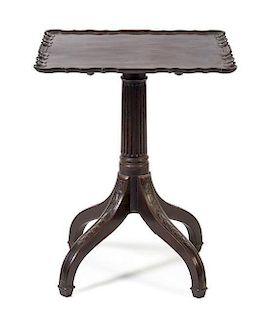 A George III Style Mahogany Tilt-Top Tea Table Height 28 1/2 x width 23 x depth 23 inches.