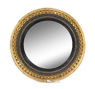 A Regency Style Giltwood Convex Mirror Diameter 35 1/4 inches.