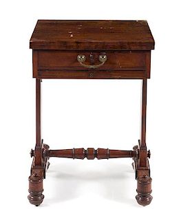 A Regency Mahogany Work Table Height 20 x width 20 x depth 16 inches (closed).