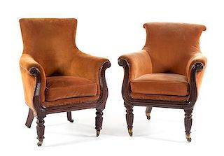 A Pair of George IV Library Chairs Height 38 inches.