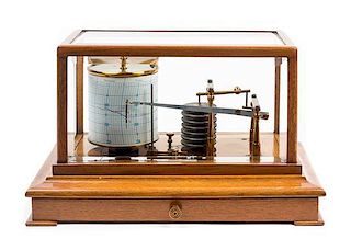 A Victorian Oak Cased Barograph Height 8 1/2 x width 14 1/2 x depth 8 7/8 inches.