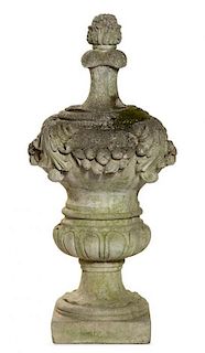 An English Cast Stone Garden Urn Height 44 inches.