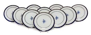 A Set of Ten Chinese Export Porcelain Plates Diameter 7 3/4 inches.