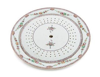 A Chinese Export Porcelain Warming Platter Diameter 17 3/4 inches.