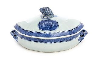 A Chinese Export Porcelain Covered Tureen Width 14 inches.